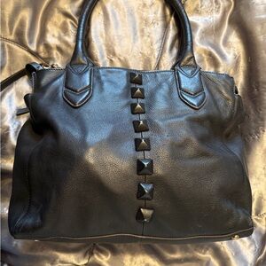 Black Studded Leather Tote Bag by Aimee Kestenberg